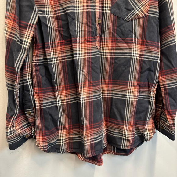 Carhartt Farwell Flannel Half Button Down Shirt Blue Red White Medium - Picture 6 of 13